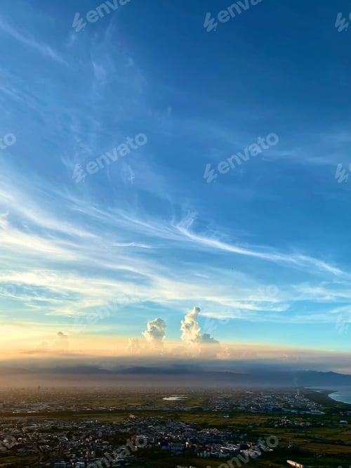 Preview: Beautiful sky with clouds changing, gradient colors during sunset moment.