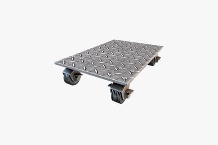 Preview: Wheeled diamond-plate metal tray