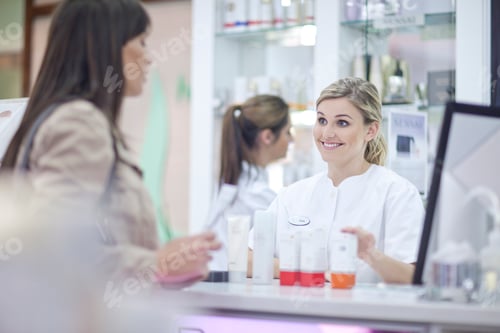 Preview: Pharmacists talking to customer