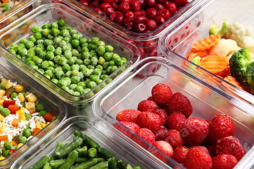 Preview: Boxes with different products as background, above view
