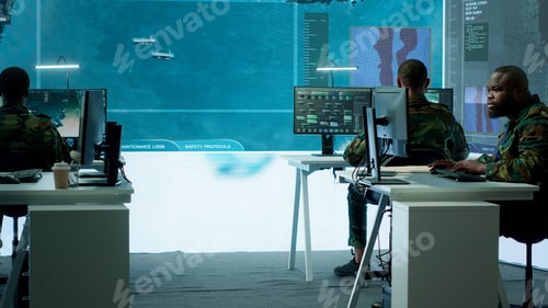 Preview: Soldier in a secure environment ensuring data analysis and processing