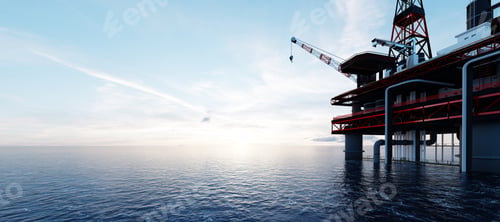 Preview: Oil platform on the ocean. Offshore drilling for gas and petroleum