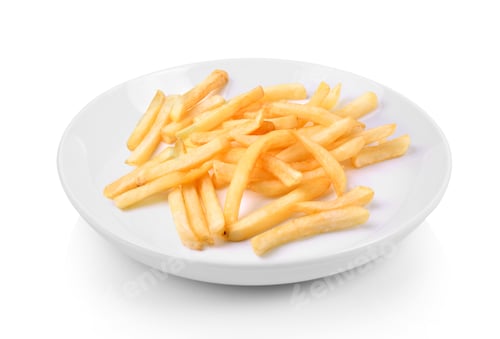 Preview: Golden French Fries on a White Plate
