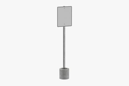 Aperçu: Panneau de rue carré blanc avec base cylindrique