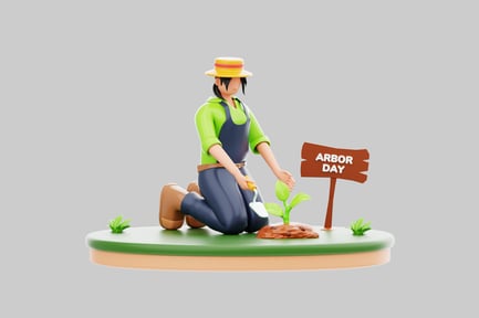 Visualização: Cena de plantio do dia da árvore