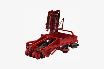 Preview: Agricultural harvester with elevated cylindrical attachments