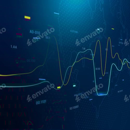 Preview: Global business background with stock chart in blue tone
