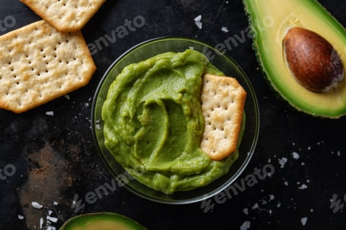 Preview: Mashed avocado with crackers