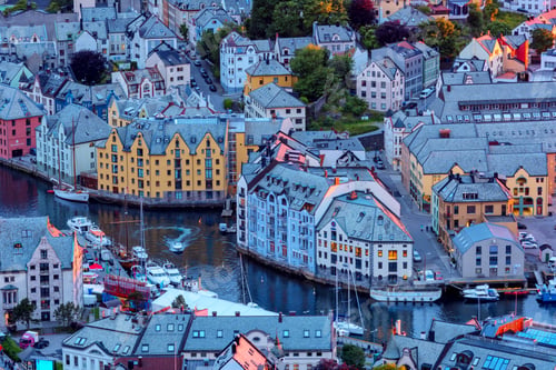Preview: Colorful sunset in Alesund port town