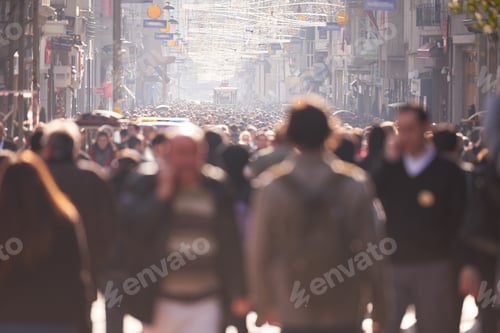 Preview: People Crowd Walking On Busy Street On Daytime