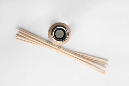 Preview: New reed air freshener on white background, top view