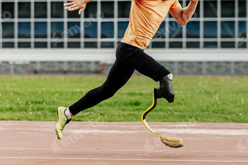 Preview: athlete disability running sprint race at athletics competition, sports summer games
