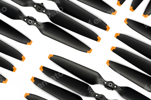 Preview: Top view of drone propeller blades on white. Drone propellers made from plastic carbon fiber. Spare