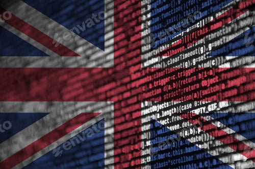 Preview: Great britain flag is depicted on the screen with the program code