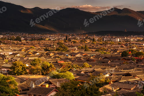Preview: Top view scene of ancient LiJiang old town, is the historical center of Lijiang City, in Yunnan