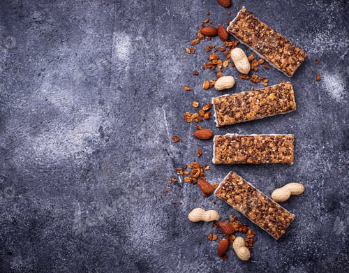 Preview: Homemade granola bars with nuts.