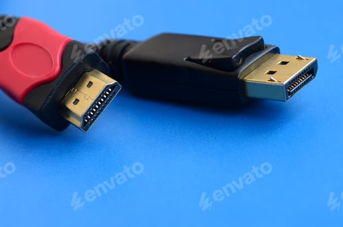 Preview: Audio video HDMI computer cable plug and 20-pin male DisplayPort gold plated connector for a