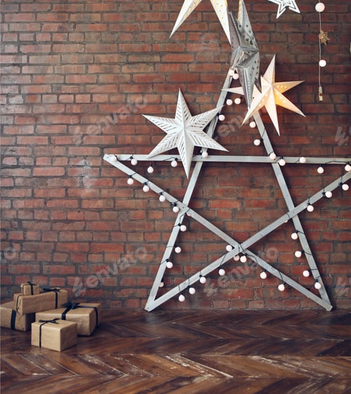 Preview: Christmas background with stars and presents
