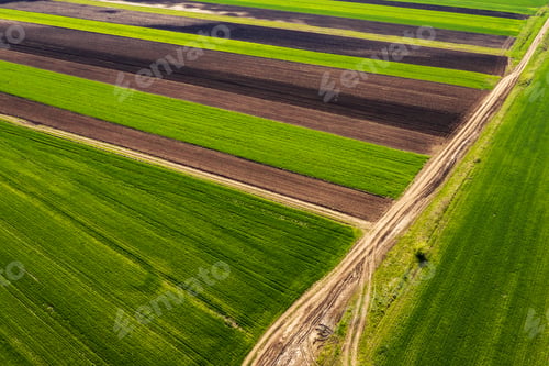 Preview: Aerial view of countryside agricultural fields patchwork