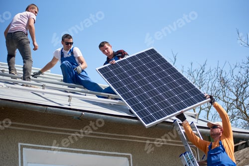 Preview: Installing solar photovoltaic panel system on roof of house