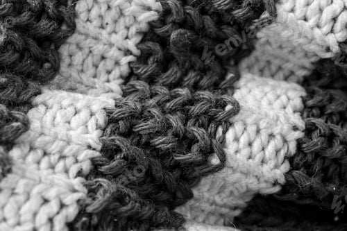 Preview: black and white wool material with a visible texture