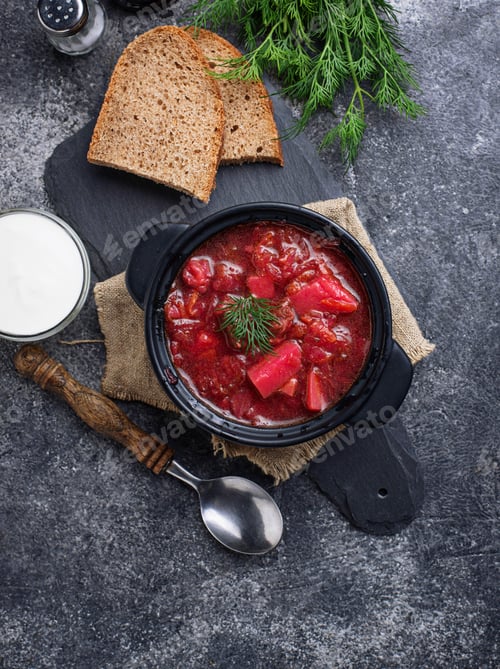 Preview: Traditional Ukrainian beetroot soup borsch