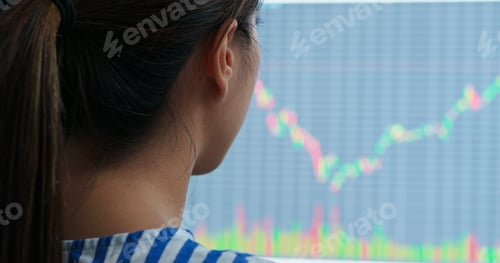 Preview: Woman study on the stock market data on computer screen