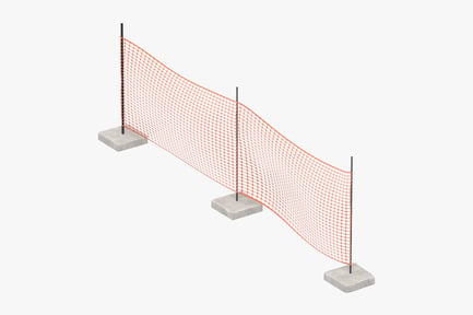 Preview: Orange Safety Netting with Concrete Bases