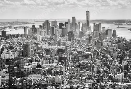 Preview: Black and white picture of the New York skyline, USA.