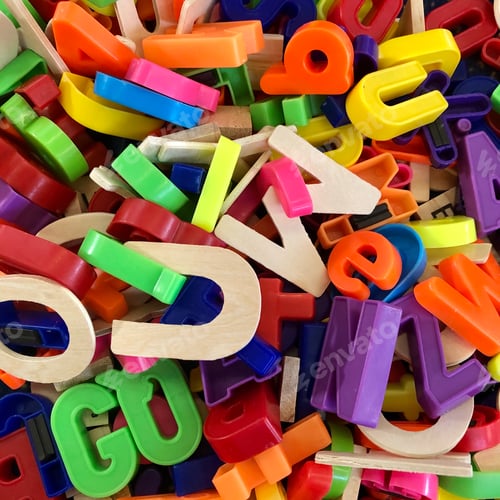 Preview: Colourful mix of multicoloured plastic toy alphabet letters