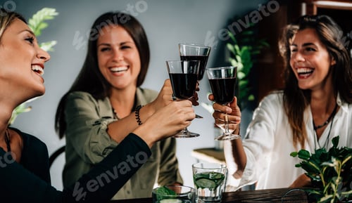 Preview: Group of Friends Having A Celebration In A Restaurant