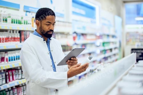 Preview: Professional Pharmacist Analyzing Medicine in a Modern Pharmacy Environment