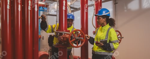 Preview: Engineer or technician work checking Fire suppression system and fire equipment.