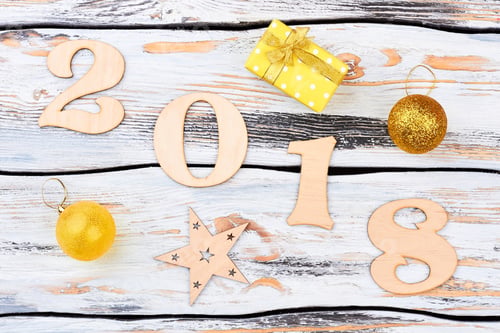 Preview: Wooden number 2018 and Christmas decoration