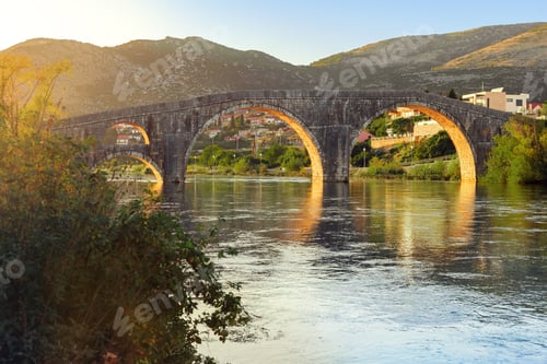 Preview: Trebinje, Old Bridge on Trebisnica River on Sunset