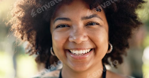 Preview: Happy woman, portrait and volunteer with mission for change, eco friendly environment or help in na