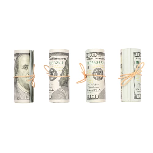 Preview: Several bundles of US dollars isolated on white background