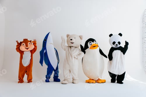 Preview: Group of animals mascots doing party