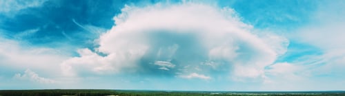 Preview: Panorama Sunny Sky Background. Natural Bright Dramatic Sky Daytime. Saturated Blue And White Colors