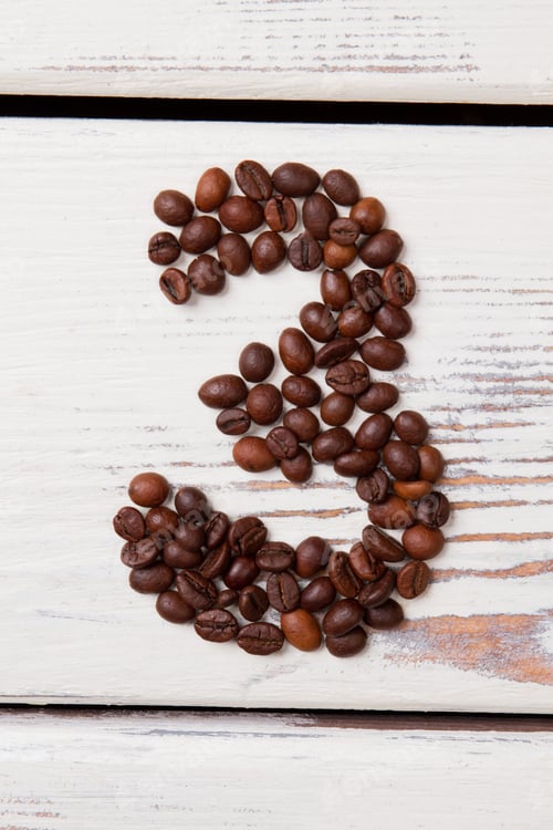 Preview: Coffee beans in the form of a number 3.