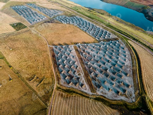 Preview: aerial view of a solar panel farm