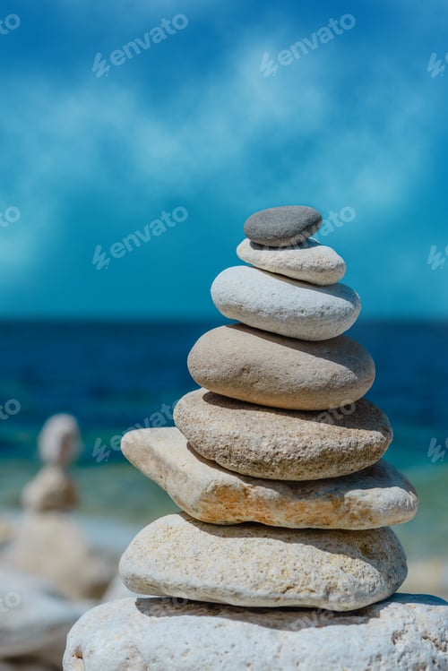 Preview: Sea And Stones. Splashing Waves- Summer Landscape. Seascape Background.
