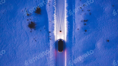 Preview: Person standing front automobile which lighting the way