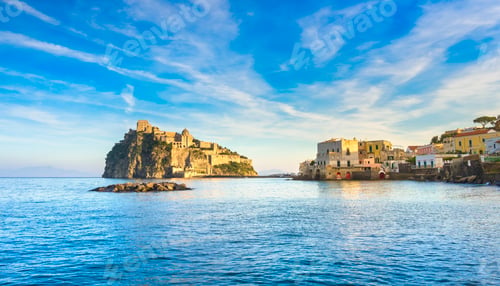 Preview: Ischia island and Aragonese medieval castle. Campania, Italy.