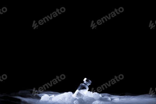 Preview: Covid-19 vaccine preserved at very low temperature with steam of dry ice - new normal concept