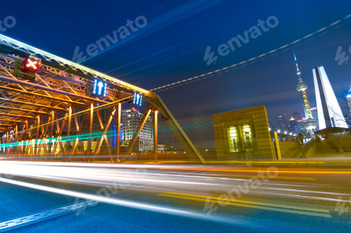 Preview: the light trails on the modern building