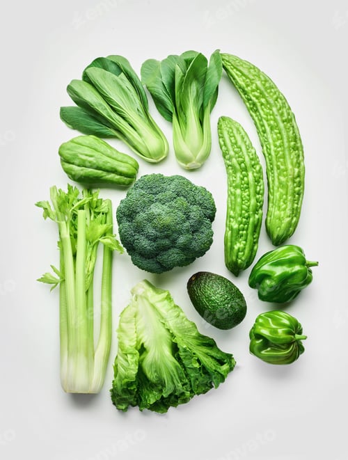 Preview: green vegetables flat lay