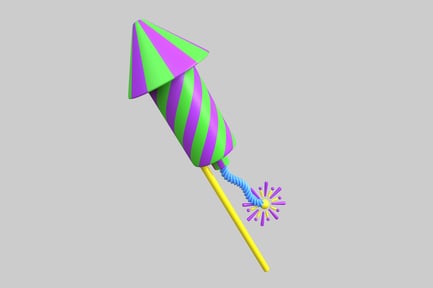 Preview: Festive rocket firework purple green