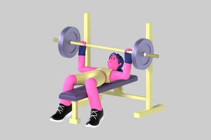 Preview: Woman bench press cartoon character