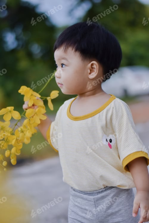 Preview: Cute Boy playing in the park, Sweet Little baby boy enjoying
